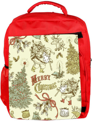 

Snoogg Eco Friendly Canvas Merry Christmas Cream Designer Backpack Rucksack School Travel Unisex Casual Canvas Bag Bookbag Satchel 5 L Backpack(Red)