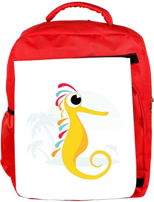 

Snoogg Eco Friendly Canvas Seahorse Illustration Backpack Rucksack School Travel Unisex Casual Canvas Bag Bookbag Satchel 5 L Backpack(Red)