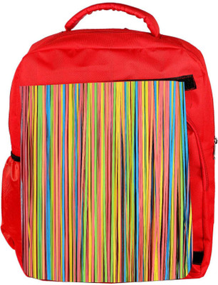 

Snoogg Eco Friendly Canvas Colorful Strips Designer Backpack Rucksack School Travel Unisex Casual Canvas Bag Bookbag Satchel 5 L Backpack(Red)