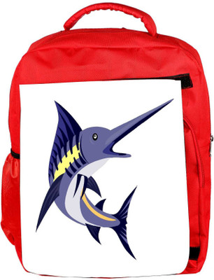 

Snoogg Eco Friendly Canvas Blue Marlin Fish Jumping Retro Backpack Rucksack School Travel Unisex Casual Canvas Bag Bookbag Satchel 5 L Backpack(Red)