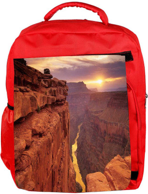 

Snoogg Eco Friendly Canvas Lake View Mountain Designer Backpack Rucksack School Travel Unisex Casual Canvas Bag Bookbag Satchel 5 L Backpack(Red)