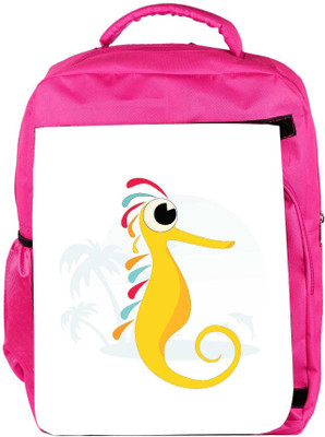 

Snoogg Eco Friendly Canvas Seahorse Illustration Backpack Rucksack School Travel Unisex Casual Canvas Bag Bookbag Satchel 5 L Backpack(Pink)