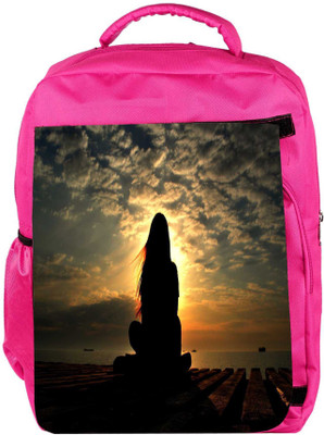 

Snoogg Eco Friendly Canvas Girl Silhouette In The Sunset Light Designer Backpack Rucksack School Travel Unisex Casual Canvas Bag Bookbag Satchel 5 L Backpack(Pink)