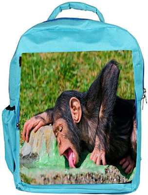 

Snoogg Eco Friendly Canvas Chimpanese Drinkng Water Designer Backpack Rucksack School Travel Unisex Casual Canvas Bag Bookbag Satchel 5 L Backpack(Blue)