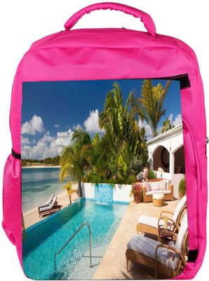 

Snoogg Eco Friendly Canvas Resort View Designer Backpack Rucksack School Travel Unisex Casual Canvas Bag Bookbag Satchel 5 L Backpack(Pink)
