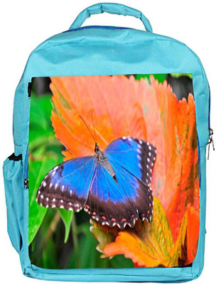 

Snoogg Eco Friendly Canvas Blue Butterfly In Orange Leaf Designer Backpack Rucksack School Travel Unisex Casual Canvas Bag Bookbag Satchel 5 L Backpack(Blue)