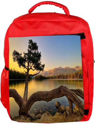 

Snoogg Eco Friendly Canvas Zig Zag Tree Designer Backpack Rucksack School Travel Unisex Casual Canvas Bag Bookbag Satchel 5 L Backpack(Red)