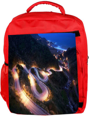 

Snoogg Eco Friendly Canvas Zig Zag Roads Designer Backpack Rucksack School Travel Unisex Casual Canvas Bag Bookbag Satchel 5 L Backpack(Red)