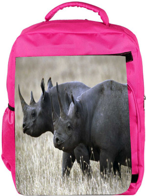 

Snoogg Eco Friendly Canvas Black Rhino Designer Backpack Rucksack School Travel Unisex Casual Canvas Bag Bookbag Satchel 5 L Backpack(Pink)