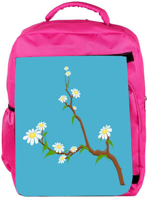 

Snoogg Eco Friendly Canvas White Flowers Branches Backpack Rucksack School Travel Unisex Casual Canvas Bag Bookbag Satchel 5 L Backpack(Pink)