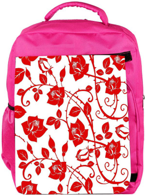 

Snoogg Eco Friendly Canvas Red Roses And Leaves Designer Backpack Rucksack School Travel Unisex Casual Canvas Bag Bookbag Satchel 5 L Backpack(Pink)