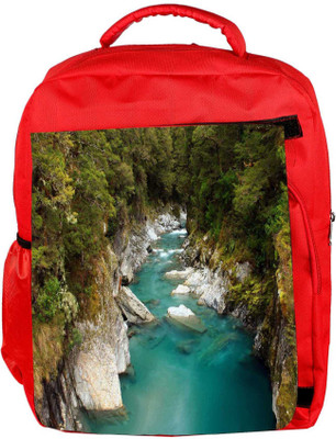 

Snoogg Eco Friendly Canvas Blue Water And White Rocks Designer Backpack Rucksack School Travel Unisex Casual Canvas Bag Bookbag Satchel 5 L Backpack(Red)