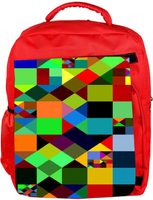 

Snoogg Eco Friendly Canvas Mosaic Tiles Polygon 2881 Backpack Rucksack School Travel Unisex Casual Canvas Bag Bookbag Satchel 5 L Backpack(Red)