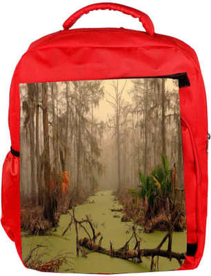 

Snoogg Eco Friendly Canvas Flood In Forest Designer Backpack Rucksack School Travel Unisex Casual Canvas Bag Bookbag Satchel 5 L Backpack(Red)