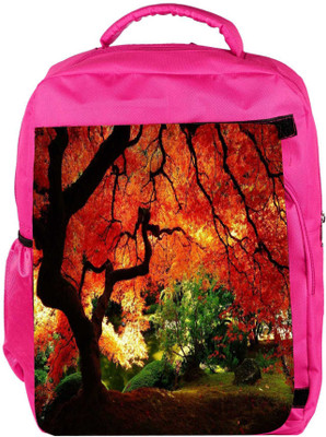 

Snoogg Eco Friendly Canvas Red Leaves In Trees Designer Backpack Rucksack School Travel Unisex Casual Canvas Bag Bookbag Satchel 5 L Backpack(Pink)