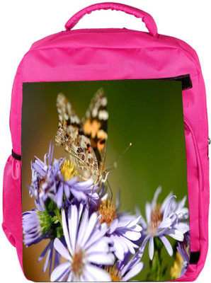 

Snoogg Eco Friendly Canvas Butterfly In Purple Flower Designer Backpack Rucksack School Travel Unisex Casual Canvas Bag Bookbag Satchel 5 L Backpack(Pink)