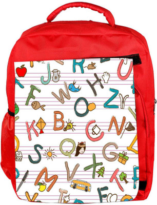 

Snoogg Eco Friendly Canvas Alphabets On Books Designer Backpack Rucksack School Travel Unisex Casual Canvas Bag Bookbag Satchel 5 L Backpack(Red)