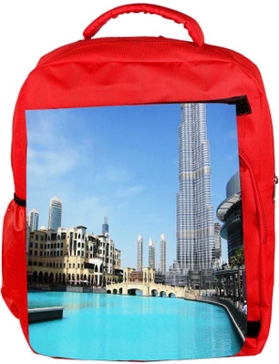 

Snoogg Eco Friendly Canvas Lake Near Burj Khalifa Designer Backpack Rucksack School Travel Unisex Casual Canvas Bag Bookbag Satchel 5 L Backpack(Red)