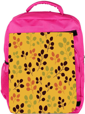 

Snoogg Eco Friendly Canvas Brown Leaves Designer Backpack Rucksack School Travel Unisex Casual Canvas Bag Bookbag Satchel 5 L Backpack(Pink)
