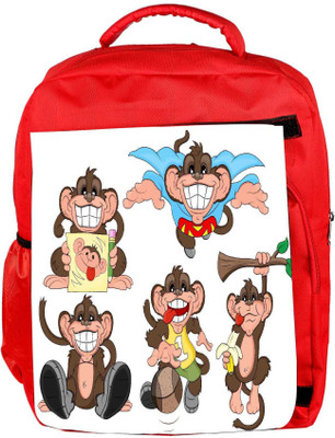 

Snoogg Eco Friendly Canvas Monkey Vectors Backpack Rucksack School Travel Unisex Casual Canvas Bag Bookbag Satchel 5 L Backpack(Red)