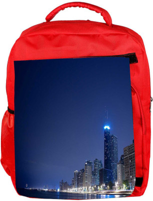 

Snoogg Eco Friendly Canvas City Lights Designer Backpack Rucksack School Travel Unisex Casual Canvas Bag Bookbag Satchel 5 L Backpack(Red)