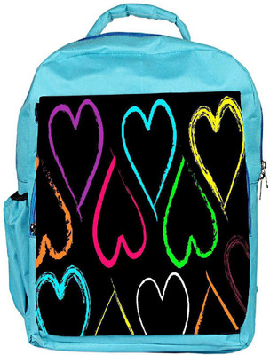 

Snoogg Eco Friendly Canvas Neon Hearts Designer Backpack Rucksack School Travel Unisex Casual Canvas Bag Bookbag Satchel 5 L Backpack(Blue, Black)