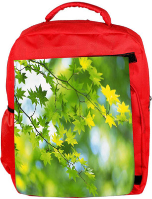 

Snoogg Eco Friendly Canvas Leavesin Branches Designer Backpack Rucksack School Travel Unisex Casual Canvas Bag Bookbag Satchel 5 L Backpack(Red)