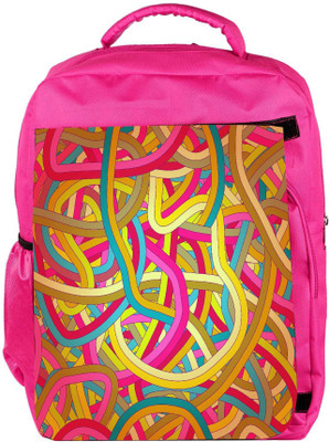 

Snoogg Eco Friendly Canvas Seamless Abstract Hand Drawn Waves Pattern Backpack Rucksack School Travel Unisex Casual Canvas Bag Bookbag Satchel 5 L Backpack(Pink)