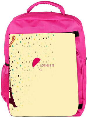 

Snoogg Eco Friendly Canvas Paris In The Rains Backpack Rucksack School Travel Unisex Casual Canvas Bag Bookbag Satchel 5 L Backpack(Pink)