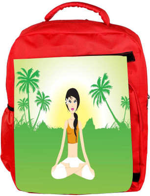 

Snoogg Eco Friendly Canvas Female Doing Yoga On Green Invirement Backpack Rucksack School Travel Unisex Casual Canvas Bag Bookbag Satchel 5 L Backpack(Red)