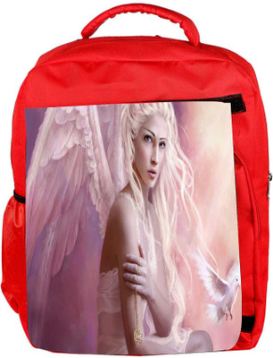 

Snoogg Eco Friendly Canvas Fantasy Girl Angel Designer Backpack Rucksack School Travel Unisex Casual Canvas Bag Bookbag Satchel 5 L Backpack(Red)