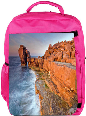 

Snoogg Eco Friendly Canvas Brown Mountain Designer Backpack Rucksack School Travel Unisex Casual Canvas Bag Bookbag Satchel 5 L Backpack(Pink)