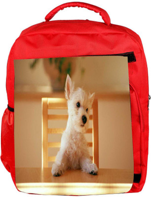 

Snoogg Eco Friendly Canvas Puppy Sitting In Chair Designer Backpack Rucksack School Travel Unisex Casual Canvas Bag Bookbag Satchel 5 L Backpack(Red)