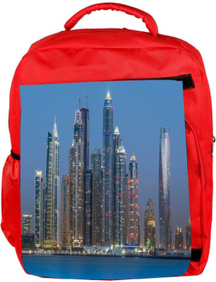

Snoogg Eco Friendly Canvas Tall Buildings Designer Backpack Rucksack School Travel Unisex Casual Canvas Bag Bookbag Satchel 5 L Backpack(Red)
