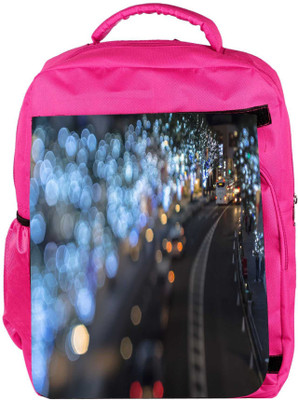 

Snoogg Eco Friendly Canvas Blurred Light Dots Designer Backpack Rucksack School Travel Unisex Casual Canvas Bag Bookbag Satchel 5 L Backpack(Pink)
