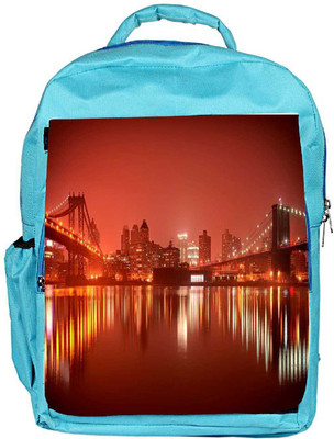 

Snoogg Eco Friendly Canvas Brooklyn Red Cityscape Designer Backpack Rucksack School Travel Unisex Casual Canvas Bag Bookbag Satchel 5 L Backpack(Blue)
