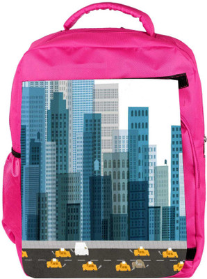

Snoogg Eco Friendly Canvas Busy City Street 2600 Backpack Rucksack School Travel Unisex Casual Canvas Bag Bookbag Satchel 5 L Backpack(Pink)