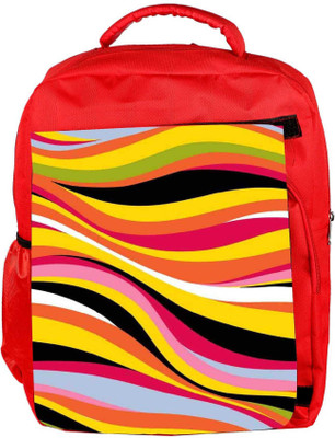 

Snoogg Eco Friendly Canvas Colorful Waves 2771 Backpack Rucksack School Travel Unisex Casual Canvas Bag Bookbag Satchel 5 L Backpack(Red)