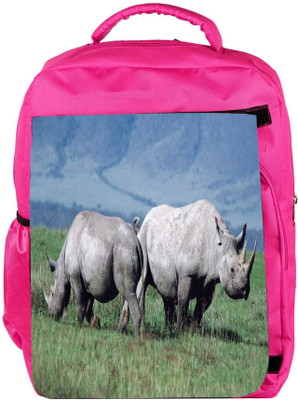 

Snoogg Eco Friendly Canvas Pair Of Rhino Designer Backpack Rucksack School Travel Unisex Casual Canvas Bag Bookbag Satchel 5 L Backpack(Pink)