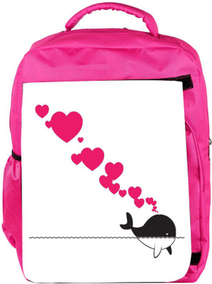 

Snoogg Eco Friendly Canvas Abstract Illustration Of Whale With Hearts Backpack Rucksack School Travel Unisex Casual Canvas Bag Bookbag Satchel 5 L Backpack(Pink)