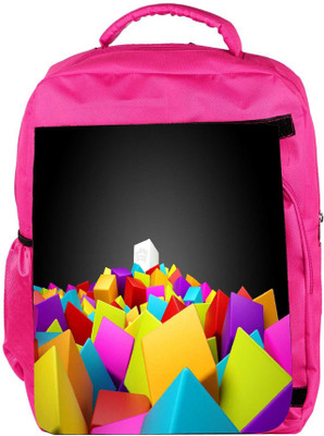 

Snoogg Eco Friendly Canvas Abstract White Cube Designer Backpack Rucksack School Travel Unisex Casual Canvas Bag Bookbag Satchel 5 L Backpack(Pink)