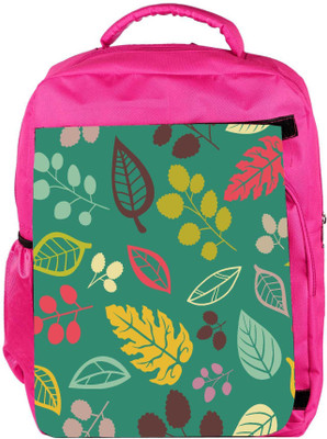 

Snoogg Eco Friendly Canvas Colorful Leaves Designer Backpack Rucksack School Travel Unisex Casual Canvas Bag Bookbag Satchel 5 L Backpack(Pink)