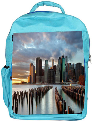 

Snoogg Eco Friendly Canvas Manhattan World Designer Backpack Rucksack School Travel Unisex Casual Canvas Bag Bookbag Satchel 5 L Backpack(Blue)