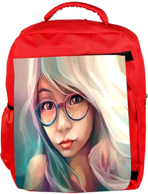 

Snoogg Eco Friendly Canvas Hipster Girl 2853 Backpack Rucksack School Travel Unisex Casual Canvas Bag Bookbag Satchel 5 L Backpack(Red)