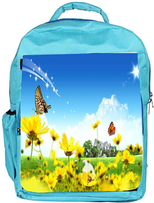 

Snoogg Eco Friendly Canvas Yellow Flower And Butterfly Designer Backpack Rucksack School Travel Unisex Casual Canvas Bag Bookbag Satchel 5 L Backpack(Blue)