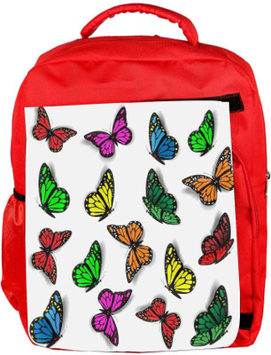 

Snoogg Eco Friendly Canvas Colorful Butterflies Backpack Rucksack School Travel Unisex Casual Canvas Bag Bookbag Satchel 5 L Backpack(Red)