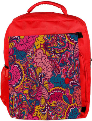 

Snoogg Eco Friendly Canvas Abstract Multicolor Leaves Designer Backpack Rucksack School Travel Unisex Casual Canvas Bag Bookbag Satchel 5 L Backpack(Red)