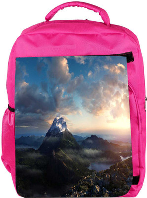 

Snoogg Eco Friendly Canvas Snow At Hill Top Designer Backpack Rucksack School Travel Unisex Casual Canvas Bag Bookbag Satchel 5 L Backpack(Pink)