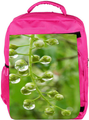 

Snoogg Eco Friendly Canvas Green Spring Tree Raindrops Designer Backpack Rucksack School Travel Unisex Casual Canvas Bag Bookbag Satchel 5 L Backpack(Pink)