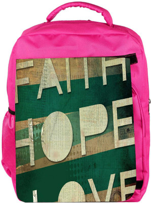 

Snoogg Eco Friendly Canvas Faith Hope Love Designer Backpack Rucksack School Travel Unisex Casual Canvas Bag Bookbag Satchel 5 L Backpack(Pink)